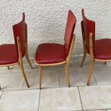 3 chairs in red Skaï