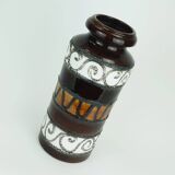 Scheurich mid century ceramic vase fat lava brown ochre white model 517-30