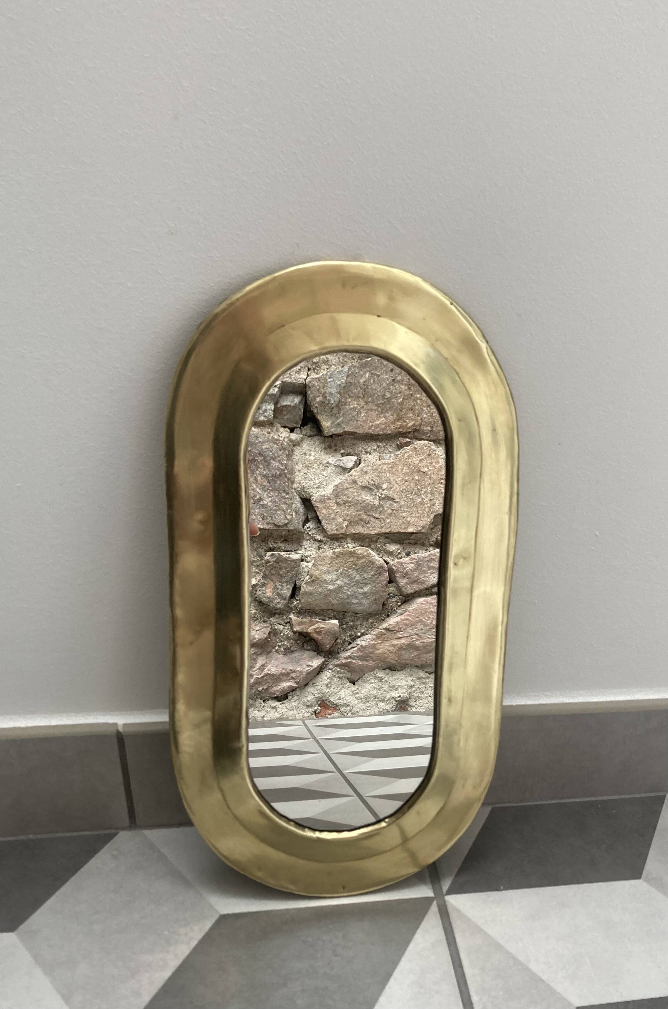 Brass contour mirror 32 x 17cm
