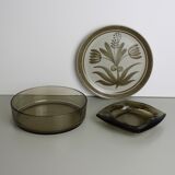 Vintage smoked glass ashtray