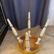 Ancien tabouret debut xxeme pieds bois et assise ronde capitonnee