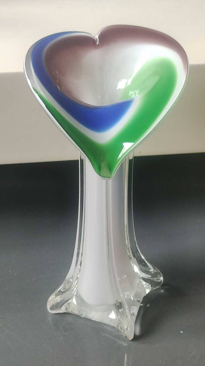 Vase Soliflore Fleur d Arum Design in blown Murano Art glass/Jack in the Pulpit. Height 20 cm