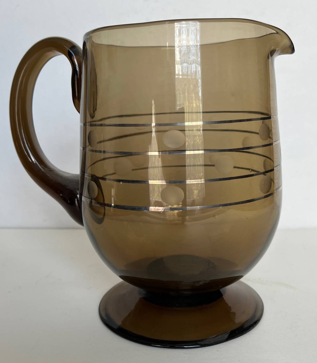 Art deco pitcher in smoked glass