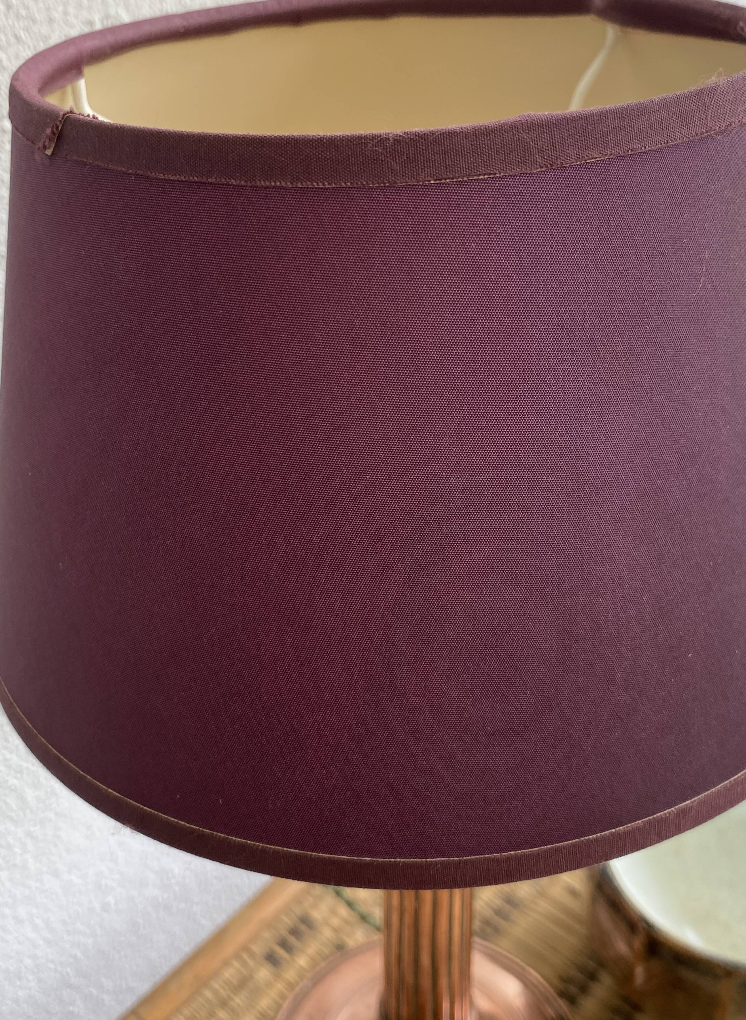 Copper lamp, cable 2 m, fabric shade