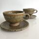 Pair of sandstone cups by Gustave Tiffoche ceramic from the 1970s-80s