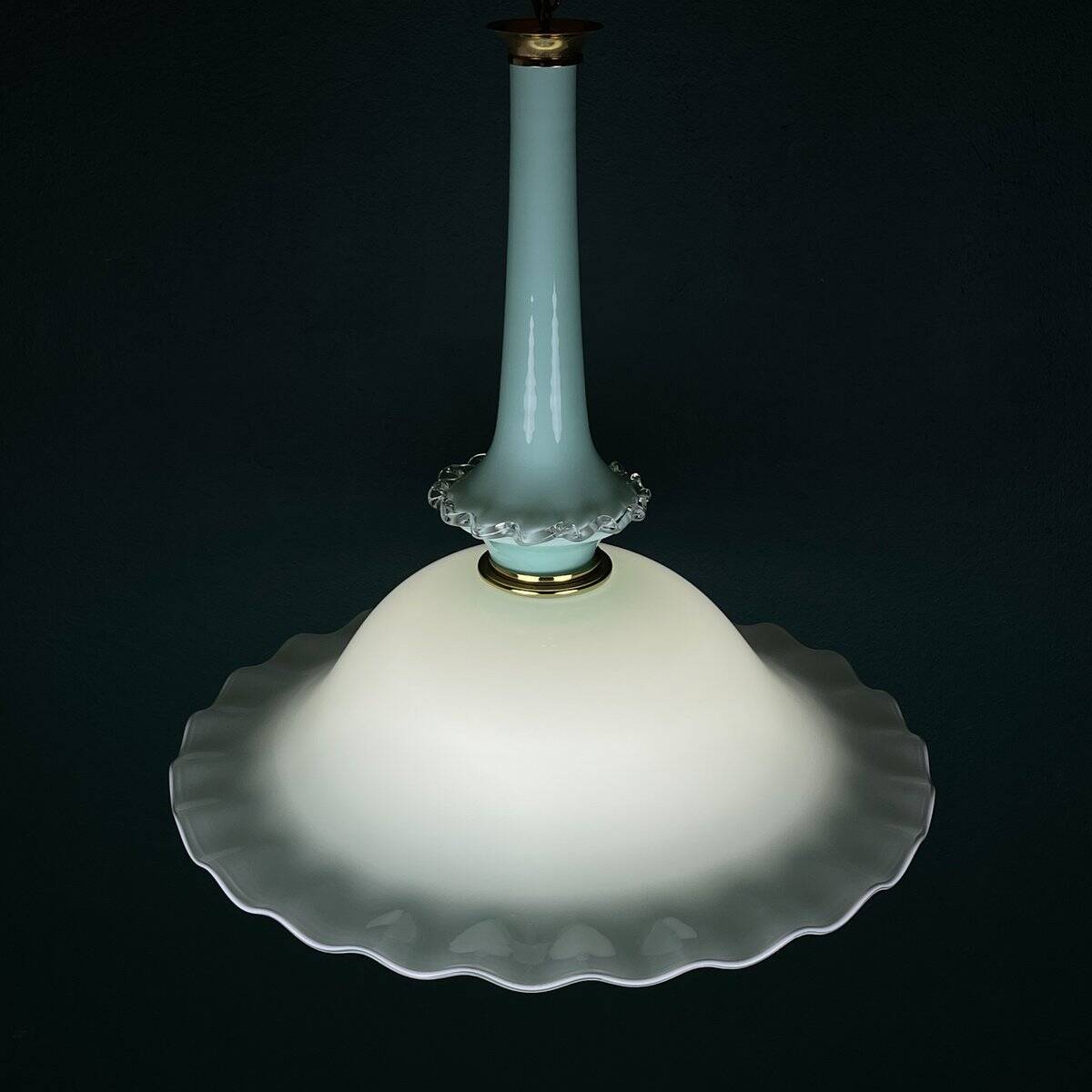 Vintage Murano glass pendant lamp attributed to Venini, Italy, 1970s.