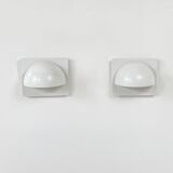 Pair of vintage Louis Poulsen wall lights, matte white lacquered metal, Sweden, 1980.