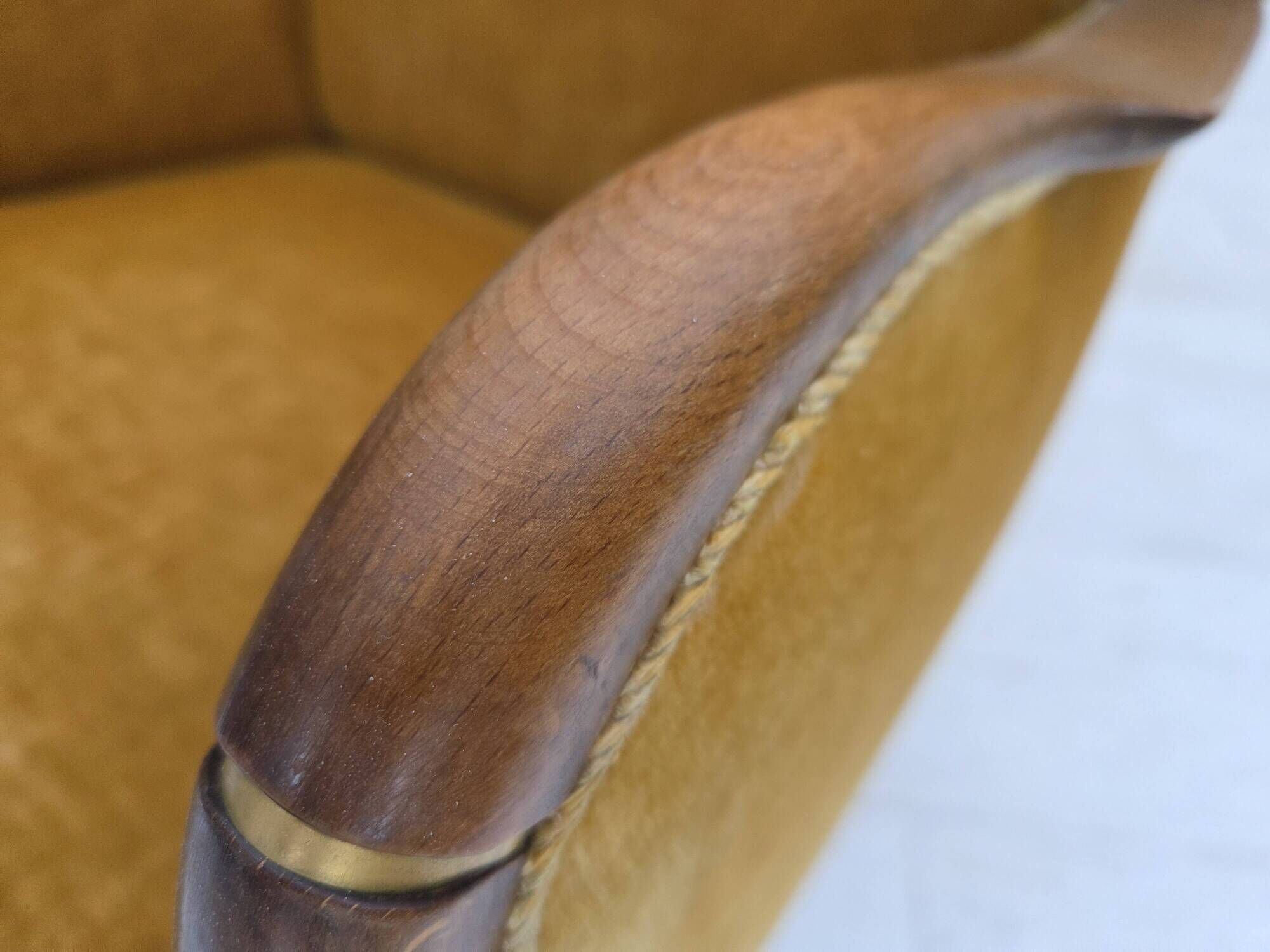 1960s, Danish armchair, furniture velour, beech wood, original.