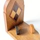 Pair of vintage wooden bookends, checkerboard pattern, 1950s