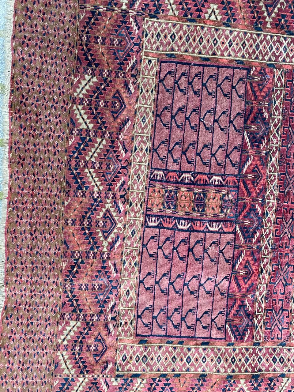 Ancient Turkmen Afghan Hatchlou handmade carpet 133x133 cm