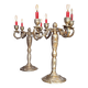 Paire de grands chandeliers 4 branches en bronze doré