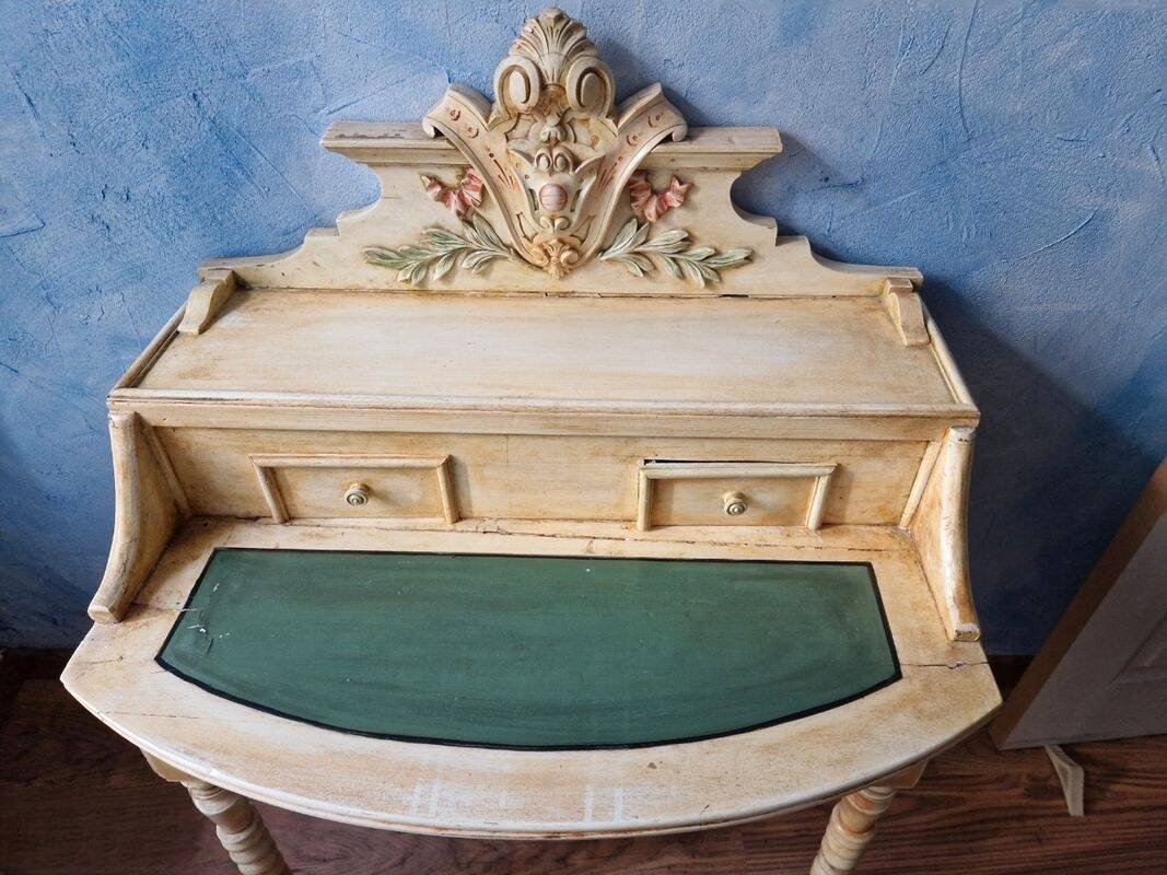 Old Hairdresser / Console / Small Secretary Desk + Rattan Chair