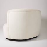 WHITE MOHAIR HALF MOON SOFA