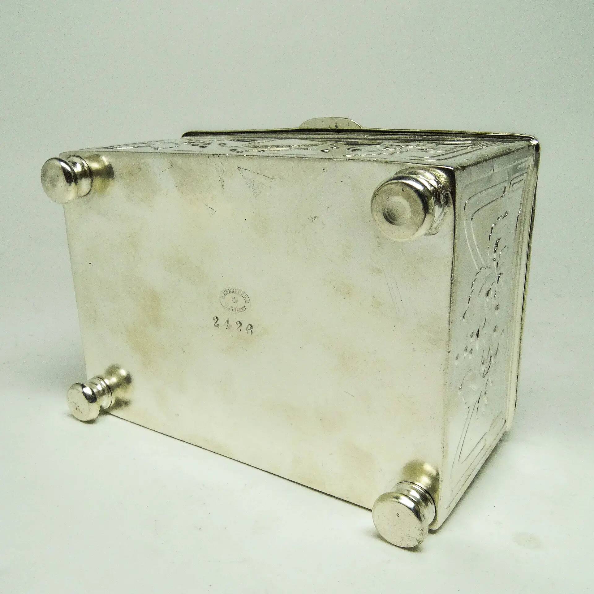 Sugar bowl, Art Nouveau, silver-plated brass, Poland, early 20th century