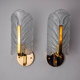 Pair of "leaf" sconces by Carl Fagerlund, Murano glass, Germany, 1970