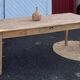Large antique farmhouse table with 2 drawers in raw solid wood.