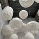 Suspension in rattan and natural linen Japanese style flattened oval h35 d60