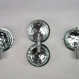 Set of three Cristal Art sconces in chrome and cut glass. Italy 1970s