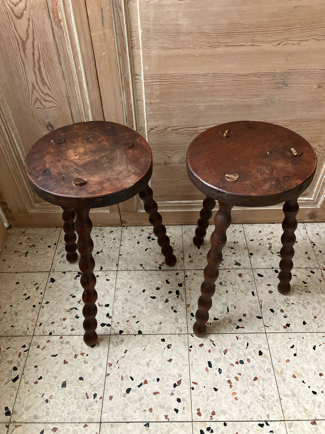 Pair of tripod stools