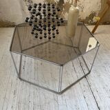 Hexagonal glass and chrome coffee table