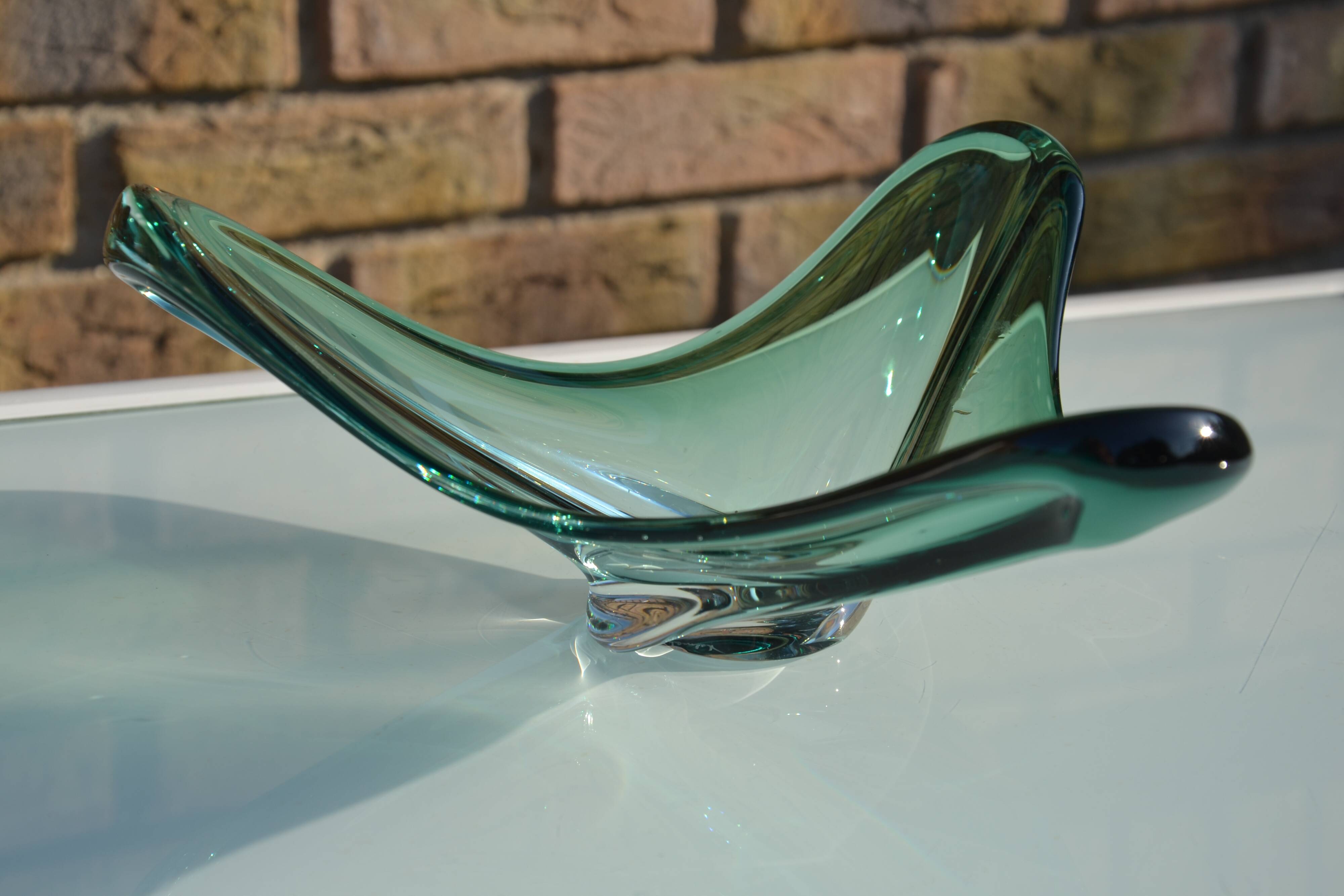 Val St Lambert green crystal bowl