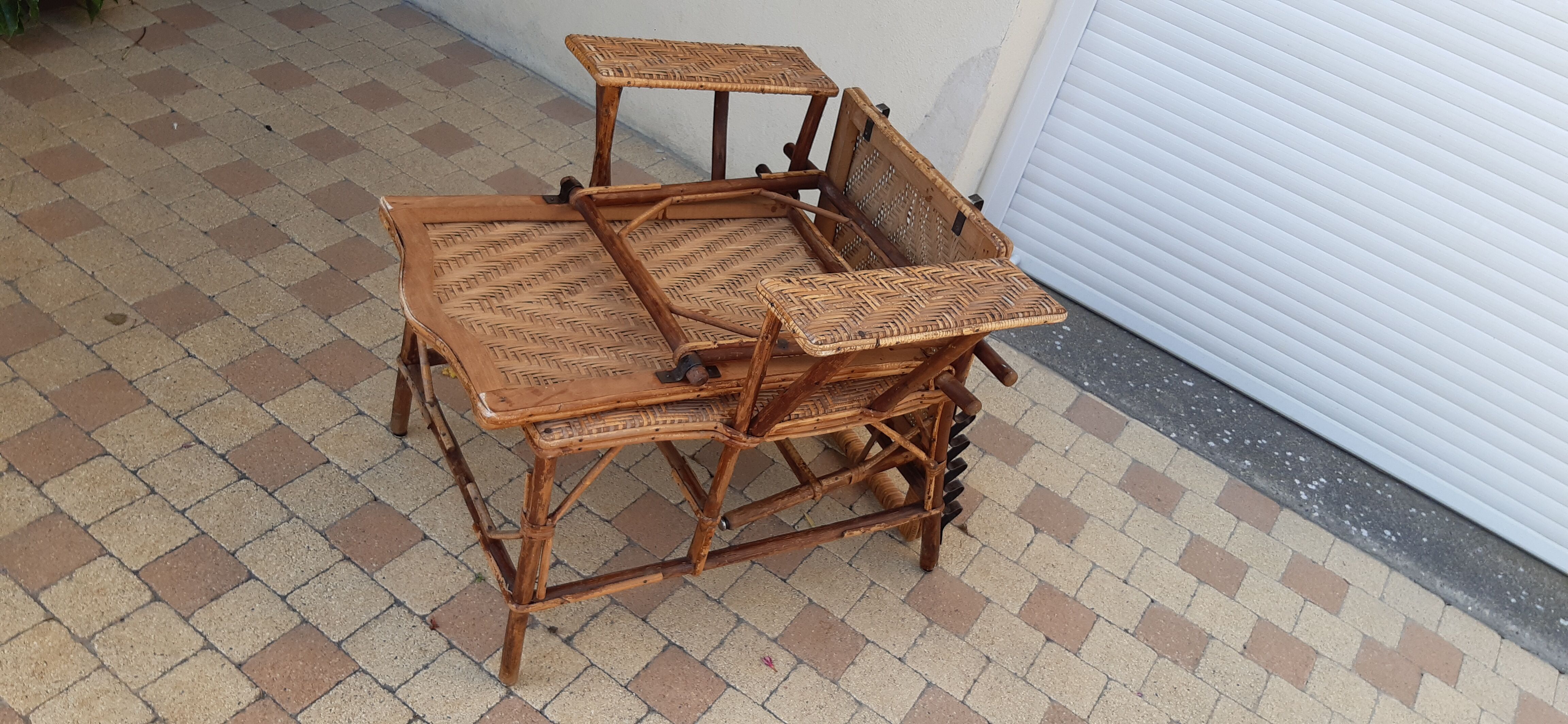 Deck chair in rattan and cannage 1900