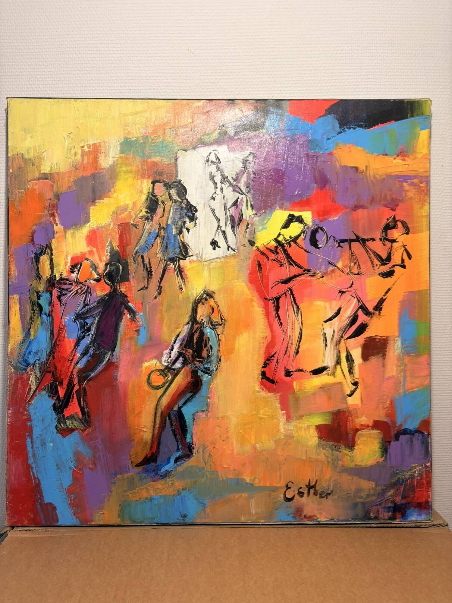 Oil Painting Canvas Deloison Abstract Jazz Musician Dance Party