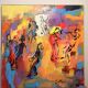 Oil Painting Canvas Deloison Abstract Jazz Musician Dance Party