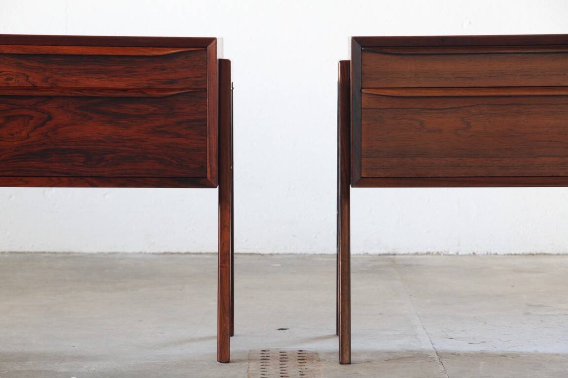 Vintage set of Danish rosewood bedside sewing nests attributed to Erling Torvits, 1960s