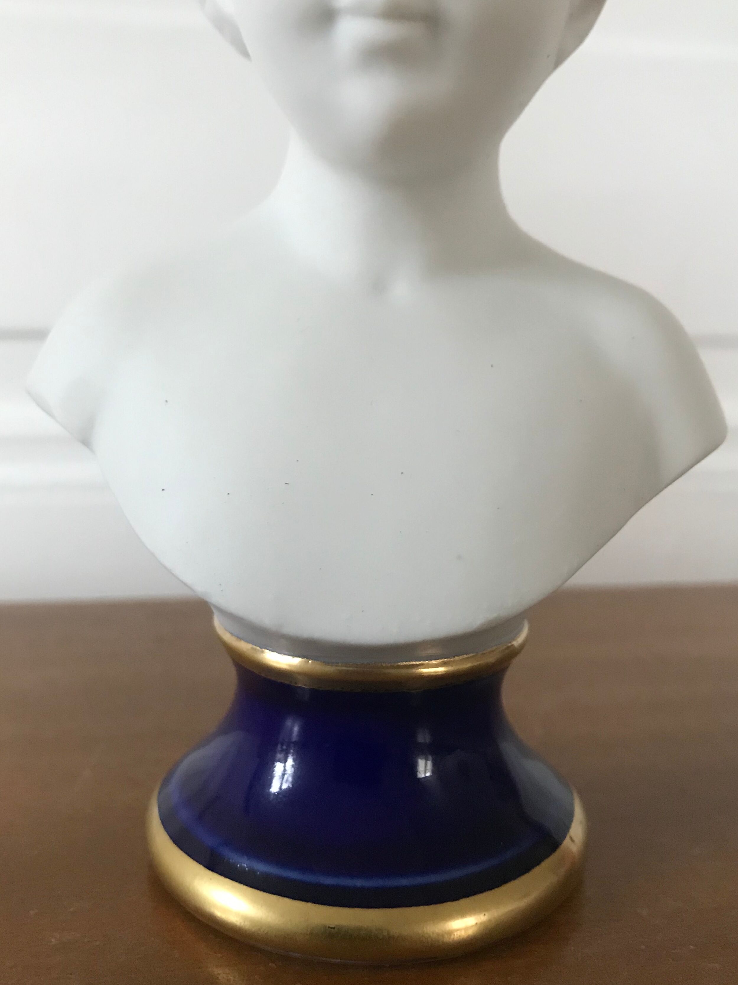 Ancient statuette bust in biscuit