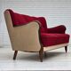 1950s, Danish 3-seater sofa, original red/beige furniture wool.