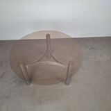 Mid-century Czechoslovak smoked glass coffee table, chrome metal, 1970s