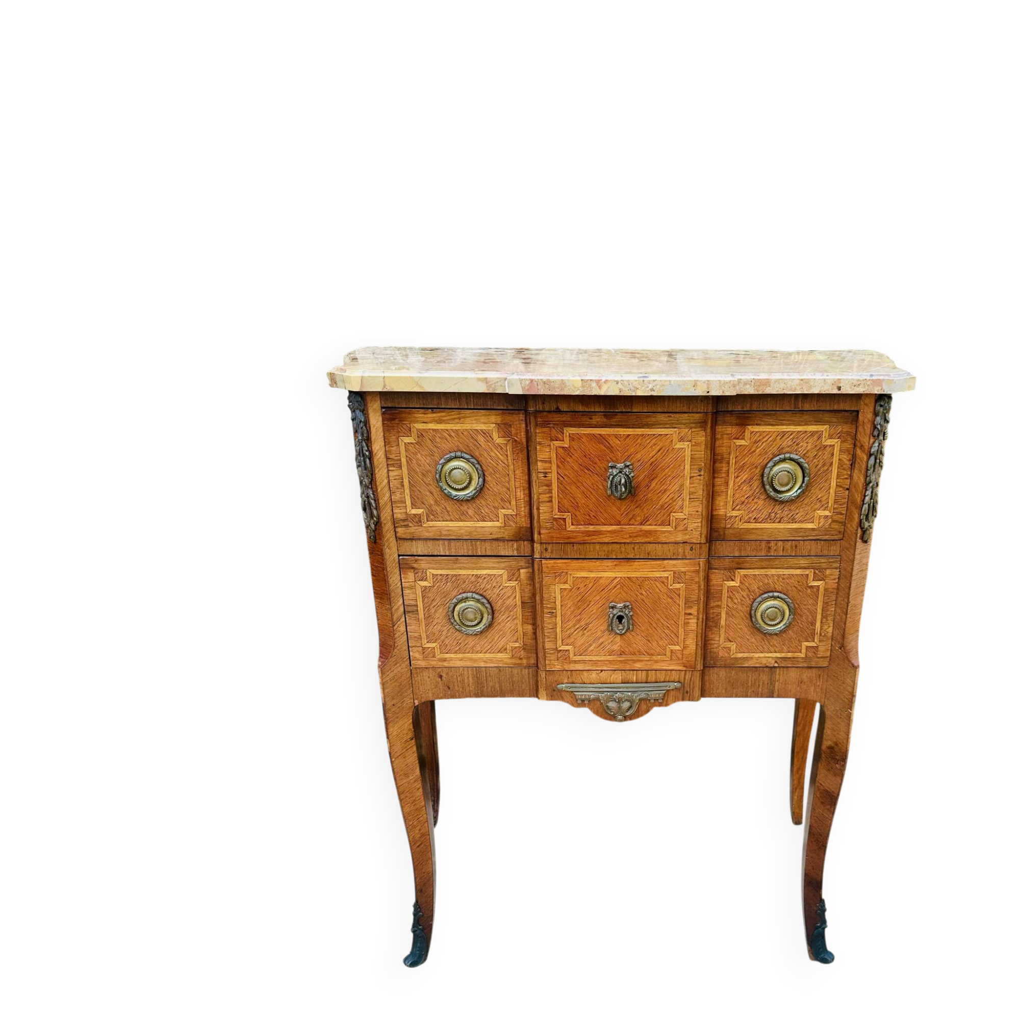 Commode sauteuse à ressaut en Marqueterie de bois de style Transition 