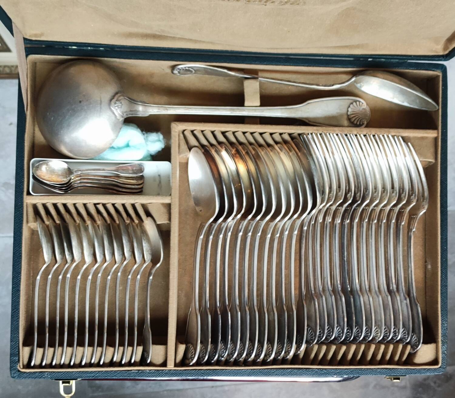 Old Christofle 57-piece shell model cutlery set