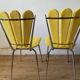 Chrome petal corduroy chairs
