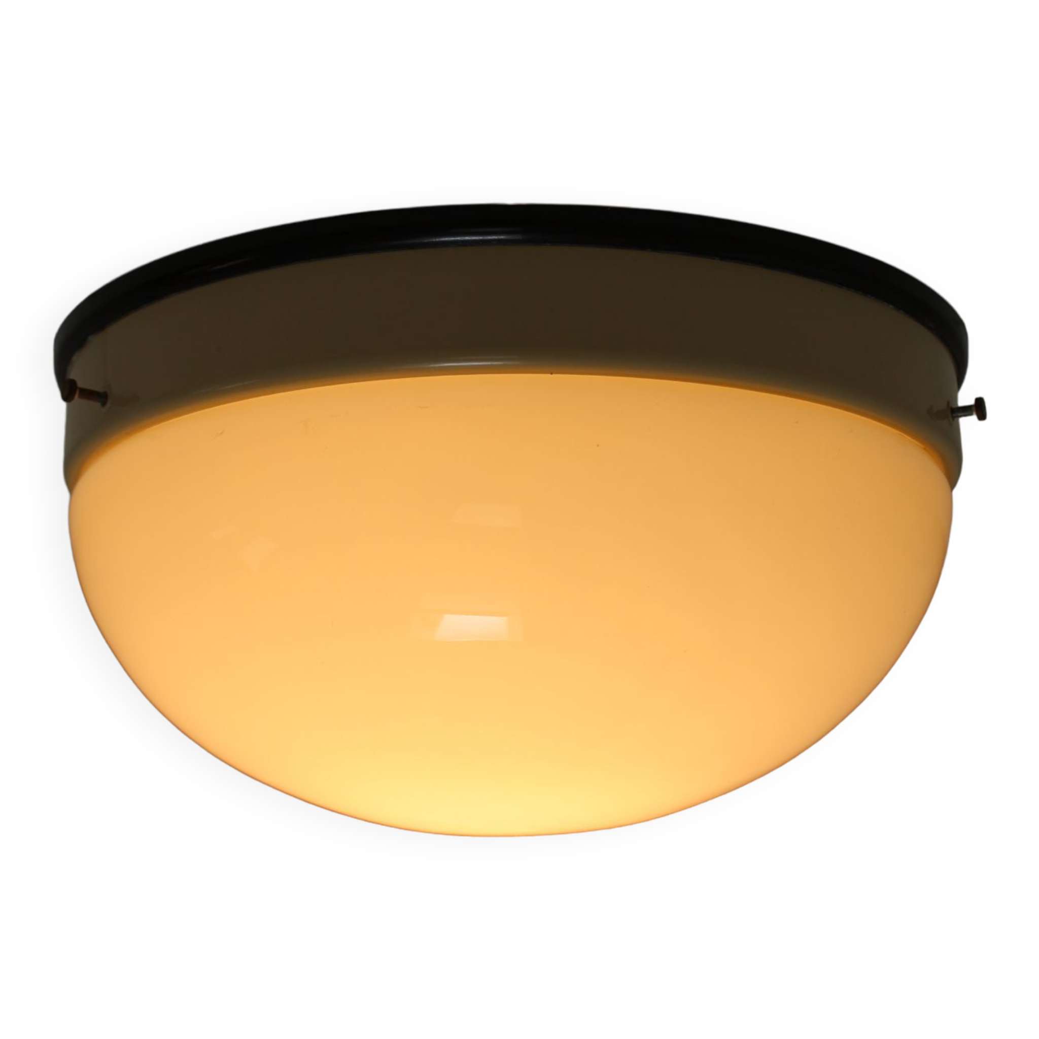 Midcentury Glass Ceiling Lamp, Flush Mount or Wall Lamp, 1960s