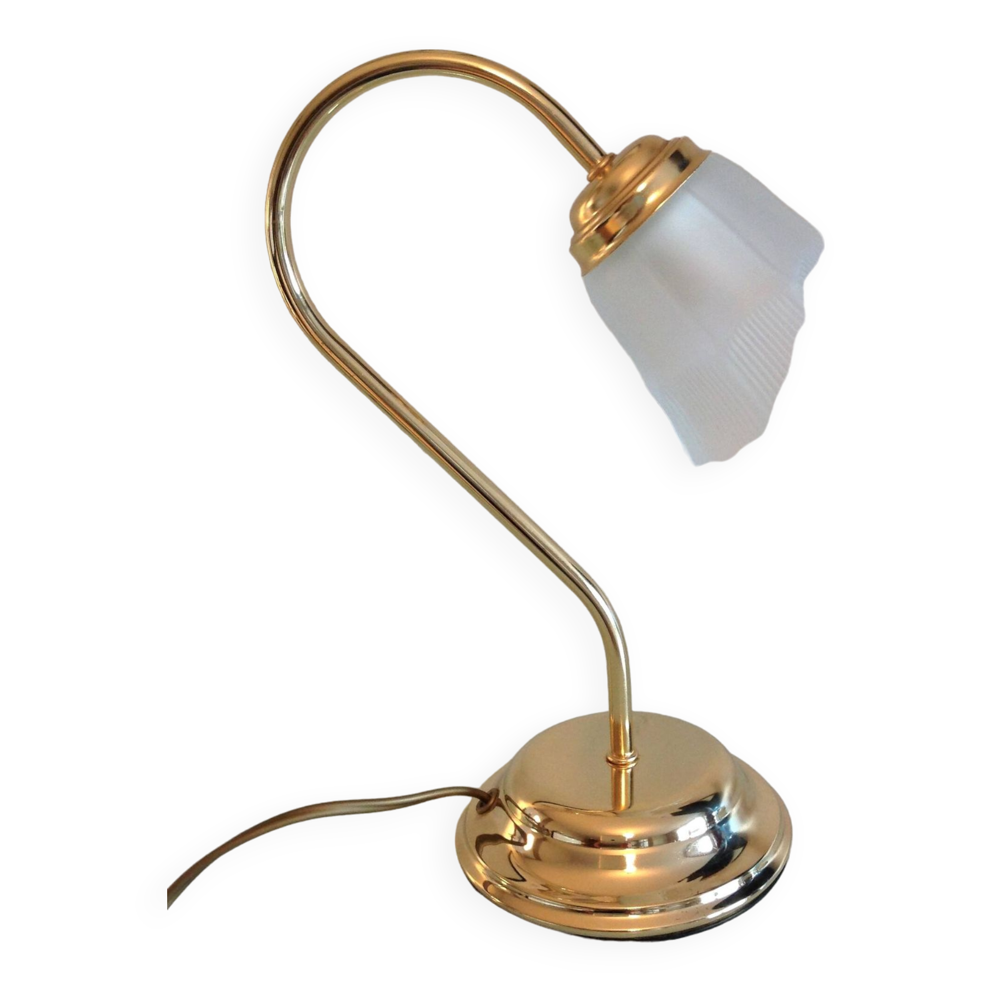 Lampe de chevet en laiton et verre dépoli style art déco