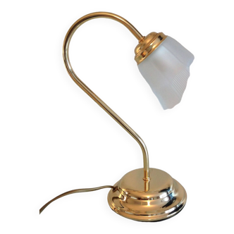 Bedside lamp in brass and frosted glass art deco style