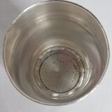 Art Deco-style old silver metal Timbale monogrammed LP