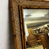 Rectangular rattan mirror