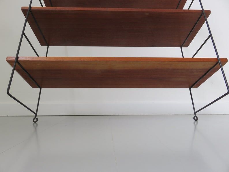 Scandinavian wall shelf modular wood and metal years 60 70