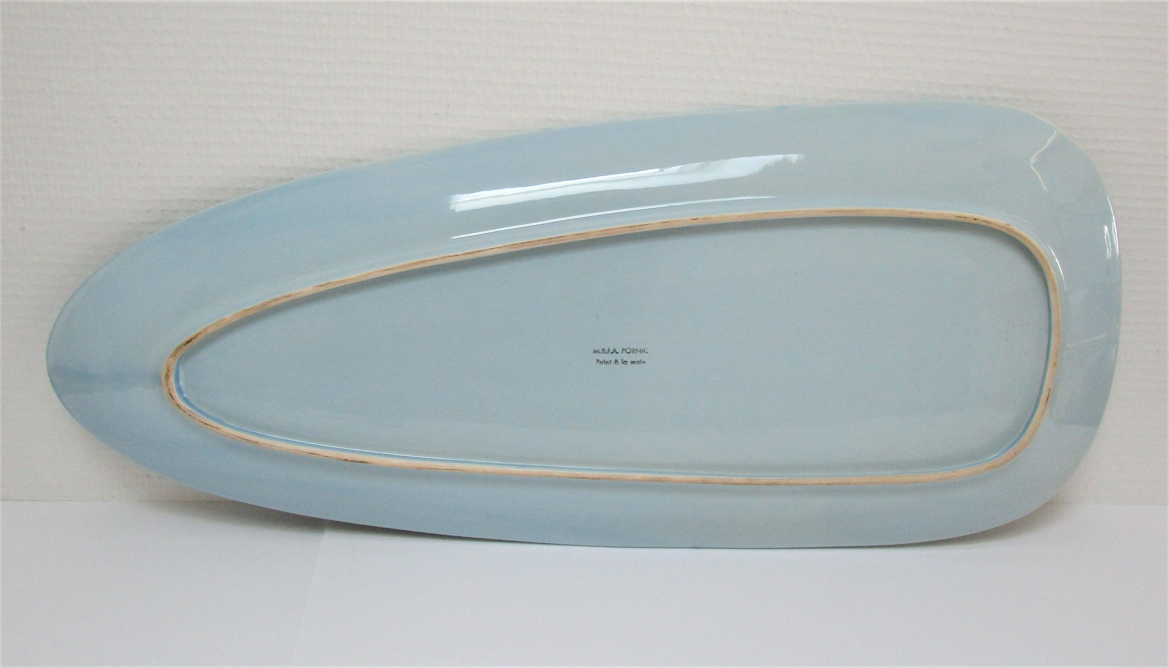 Dish and sausage fish crustaceans earthenware Pornic Bernard Serraz design 60s