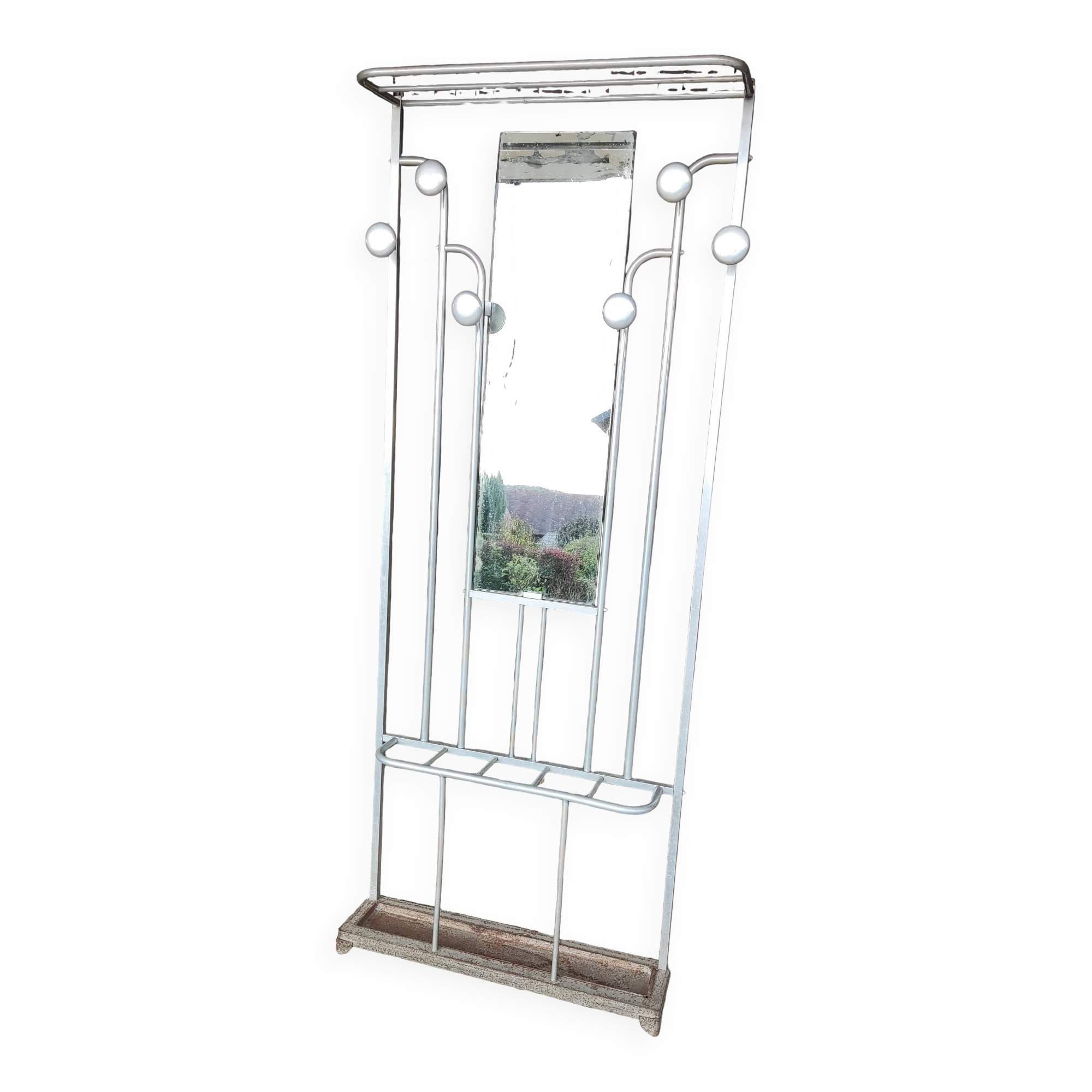 1950s Art Deco Style Coat Rack with Mirror