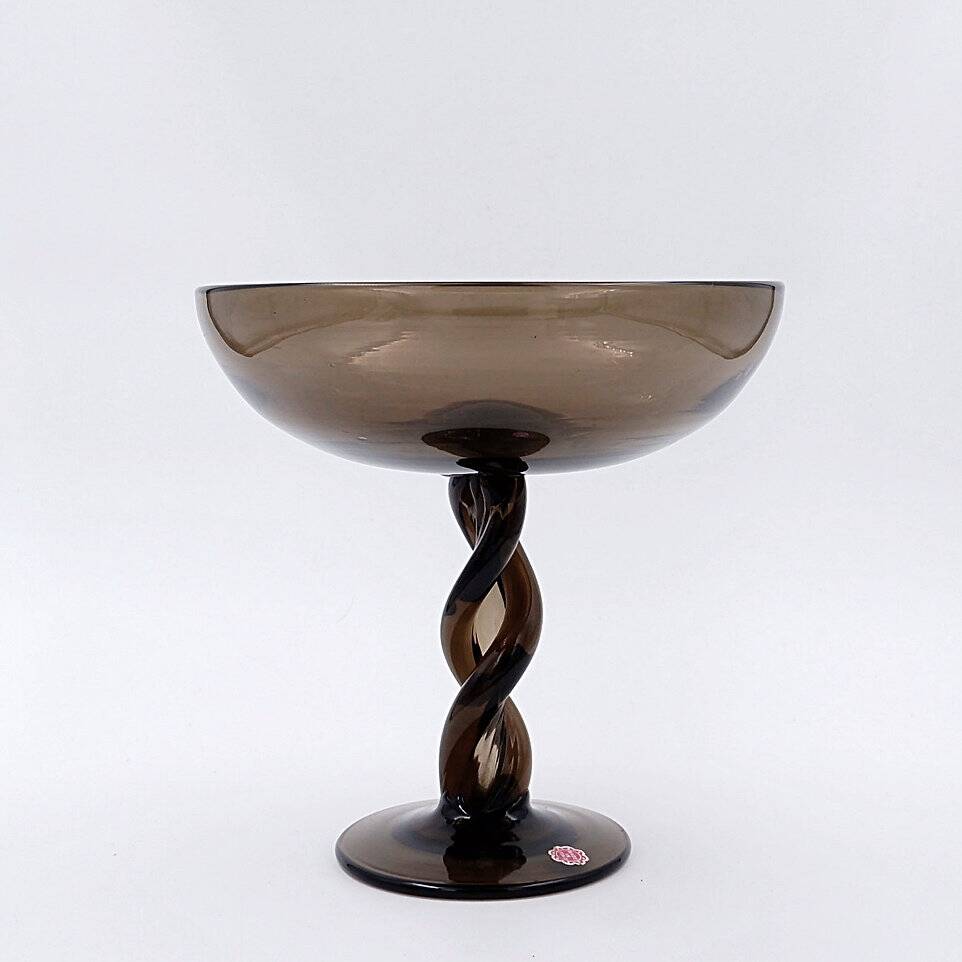 Mid-Century Twisted smoked Glass Bowl - Italy, Murano 1960s