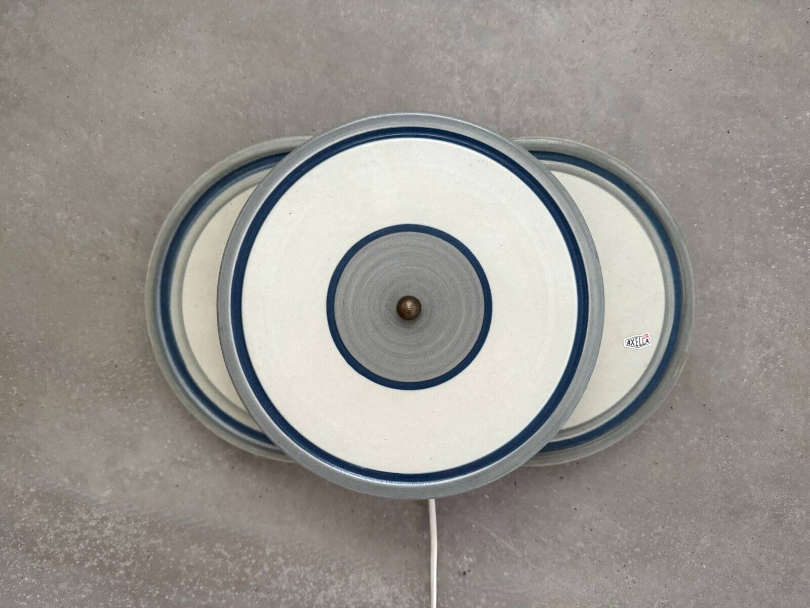 Large triple stoneware wall sconce from Axella, Denmark, 1980s