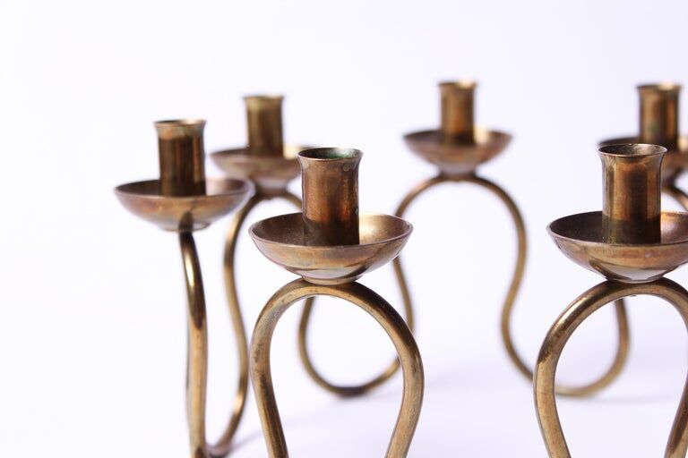 Brass candleby by Lars Holmstrom Sweden 1950s