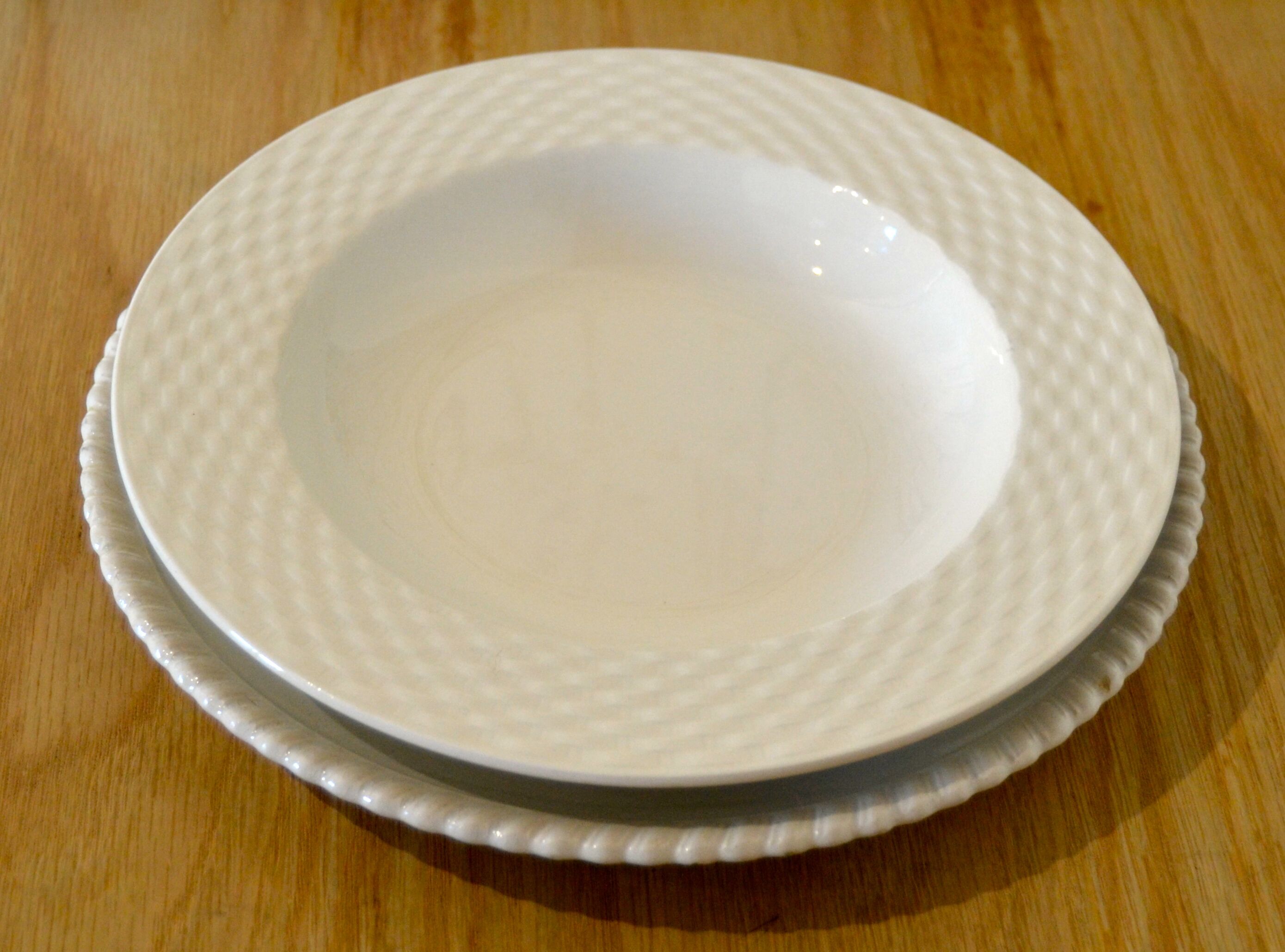 Suite of five soup plates, pagnossin ironstone, italy, vintage