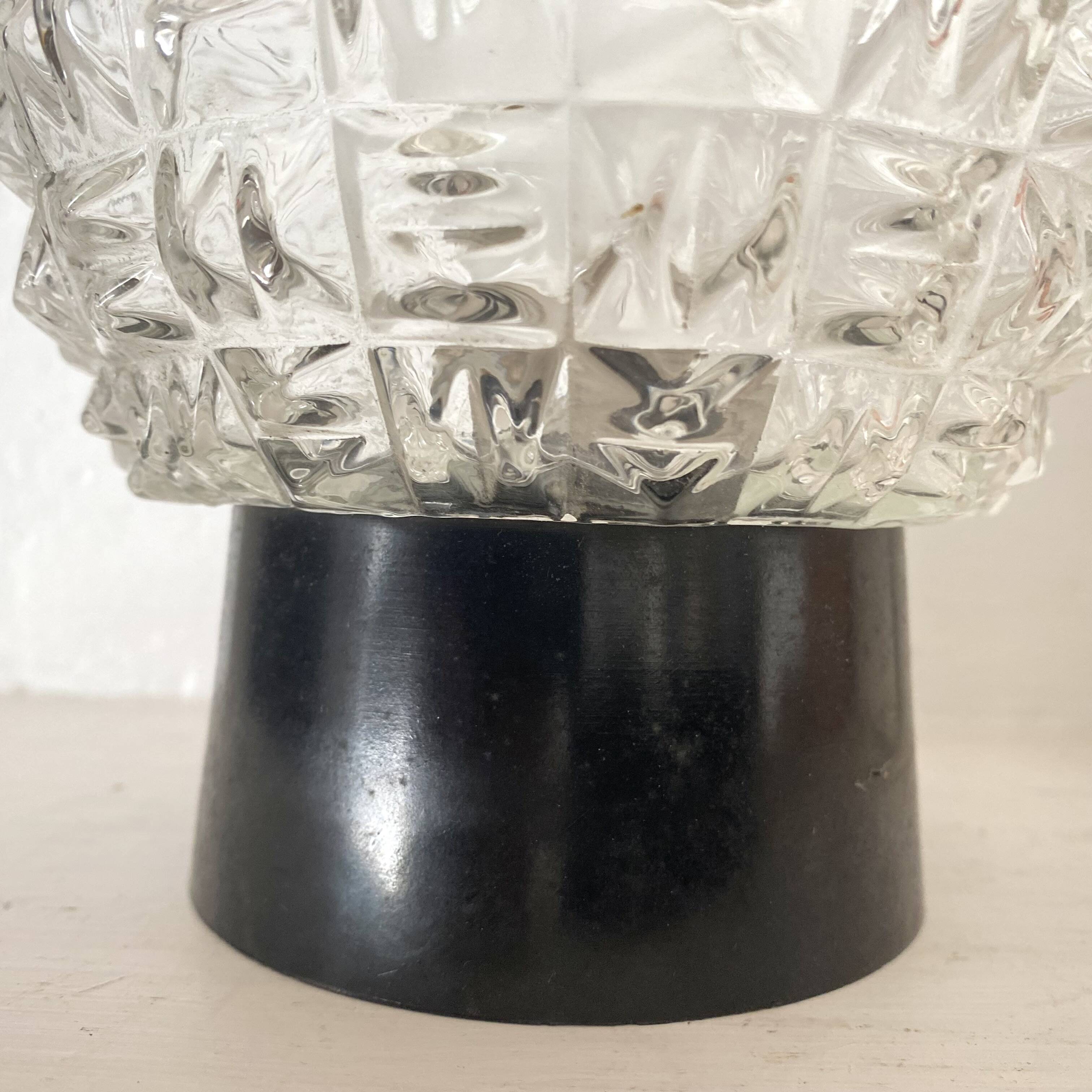 Vintage ceiling light, molded glass ball, 60s-70s