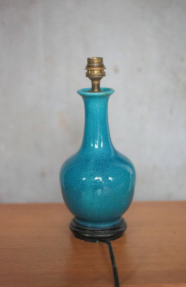 Lampe céramique vintage, lampe de table bleu turquoise, lampe à poser