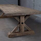 Old solid oak farmhouse table with star legs - length